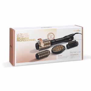 BaByliss Big Hair Luxe AS970E – kuumailmamuotoiluharja, 3 lämpöasetusta, 650 W, musta/kultainen