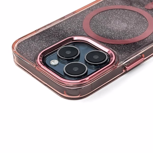 Glitter Suojakuori MagSafe-yhteensopiva iPhone 17 Pro:lle - vaaleanpunainen