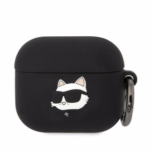 Karl Lagerfeld KLA3RUNCHK AirPods 3 Suojakuori musta/musta Silikoninen Choupette Head 3D