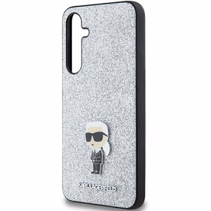 Karl Lagerfeld Fixed Glitter Ikonik Logo Metal Pin Suojakuori Samsung Galaxy A35:lle - hopeinen
