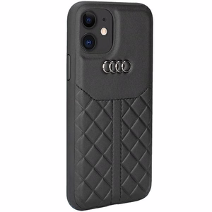 Audi Genuine Leather Suojakuori iPhone 11 / Xr 6.1 musta/musta kova kuori AU-TPUPCIP11R-Q8/D1-BK