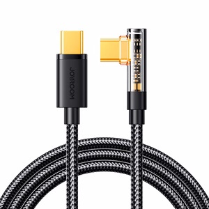 Joyroom Gaming kaapeli S-CC100A6 USB-C (kulmikas) / USB-C (suora) 100W 1.2m - musta