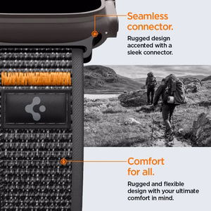 SPIGEN ATHLEX AIR 2 Apple Watch 8 / 9 / 10 / 11 / SE / Ultra (44 / 45 / 46 / 49 MM) Active musta / oranssi