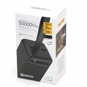Varavirtalähde POWER BANK Platinet 50000mAh (1xUSB; 1xType-C; QC3.0 20W) musta