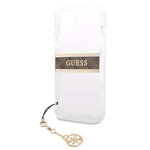Guess GUHCP13SKB4GBR iPhone 13 mini 5.4" läpinäkyvä kovakotelo 4G ruskea hihna Charmi