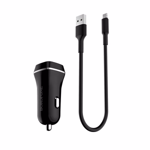 Borofone BZ2 Joyroad autolaturi 2 USB-A-liitännällä, 12 W, Lightning-kaapelilla, musta