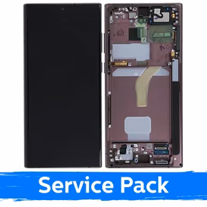 LCD-näyttö yhteensopiva Samsung S908 S22 Ultra kehyksellä / Burgundy / (Service Pack)