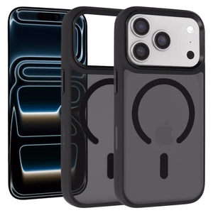 Liavec Cloudy suojakuori metallisella kamerakehyksellä Iphone 17 Pro Max -puhelimelle musta (kameran ohjauspainike)