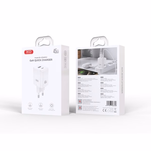 XO seinälaturi CE36 PD 45W 1x USB-C 1x USB valkoinen + kaapeli USB-C - USB-C
