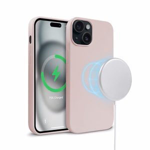 Crong Color Cover Magnetic MagSafe suojakuori iPhone 15 -laitteelle, hiekanvaaleanpunainen