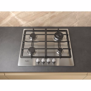 Whirlpool TGML 661 IX R -integroitava ruostumattomasta teräksestä valmistettu kaasukeittotaso, 58 cm, 4 keittoaluetta