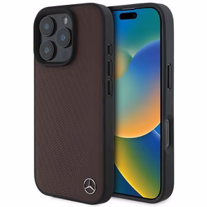 Mercedes MB Wood Imitation Nahkainen MagSafe Suojakuori iPhone 16 Pro Max:lle - Punainen