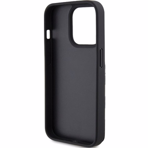 Karl Lagerfeld Saffiano Cardslots and Stand Monogram Ikonik Patch suojakuori iPhone 15 Pro:lle - musta