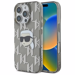 Karl Lagerfeld IML Karl Head Electroplated iPhone 16 Pro Suojakuori - Musta