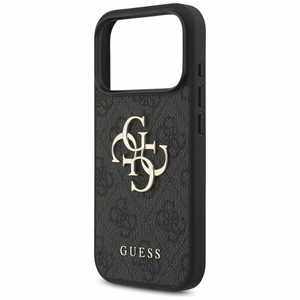Guess PU 4G Metal Logo -kuori Apple iPhone 18 Pro -puhelimelle, harmaa