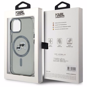 Karl Lagerfeld KLHMP15SHLSKCK iPhone 15 6.1" musta/musta kovakuori IML Metal Karl&Choupette Head MagSafe