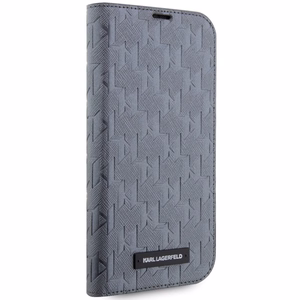 Karl Lagerfeld KLBKP14XSAKLHPG iPhone 14 Pro Max 6.7 kirjakuori hopeinen/hopeinen Saffiano Monogram