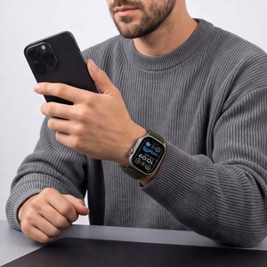 Tech-Protect Nylon Sport nailoninen urheiluranneke Apple Watch 44 / 45 / 46 / 49 mm -malleille, tummanvihreä