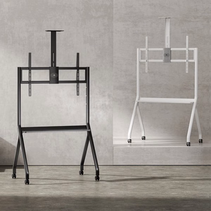 Maclean TV stand / cart, camera shelf, on casters, 55-100", max load 120kg/10kg shelf, max. VESA 900x600, white, MC-114 W