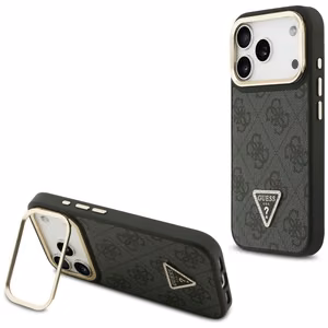 Guess 4G PU Triangle Logo & Stand Camera MagSafe suojakuori iPhone 17 Pro - musta
