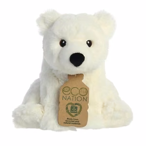 Eco Nation ympäristöystävällinen istuva jääkarhupehmolelu, 19 cm