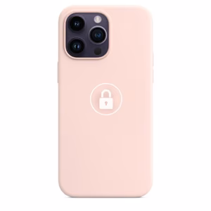 Puhelimen suojakuori Silicone Case v2 iPhone 14 Pro:lle, Chalk Pink, pakkauksessa