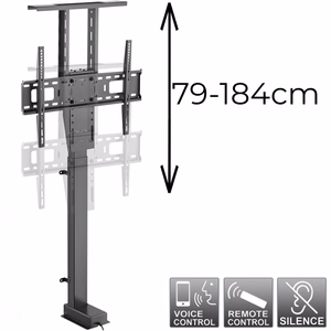 Maclean MC-866T älykäs moottoroitu sähköinen TV-nosto TUYA mobiilisovellus lattiakiinnike Alexa Google Home 37"-80" 60 kg kaappi VESA (EU-pistoke)