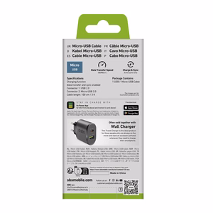 SBS LTHL200 USB-A - Micro-USB Kaapeli 1m - musta