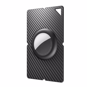 Carbon-pattern card case for Apple AirTag – black