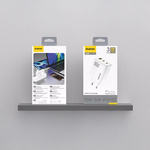 Dudao A29 65 W GaN seinälaturi 2 x USB-C + 1 x USB-A - valkoinen