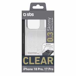 SBS Skinny suojakuori mallille iPhone 18 Pro / 17 Pro – läpinäkyvä