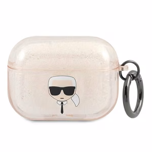 Karl Lagerfeld Glitter Karl's Head -kotelo AirPods Pro:lle - kultainen