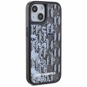 Karl Lagerfeld Liquide Glitter Monogram Gradient Suojakuori iPhone 15:lle - musta
