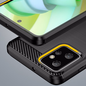 Carbon Case joustava silikoninen hiilikuitusuojakuori Motorola Moto G Power 2023:lle musta