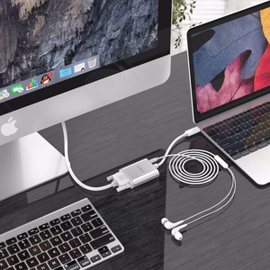 Orico PTAV sovitin USB-C–VGA ja 3,5 mm, Full HD, 0,15 m – hopeanvärinen