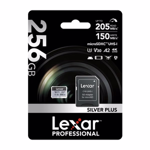 Lexar High-Performance Silver Plus microSDXC -muistikortti, 256 GB + sovitin