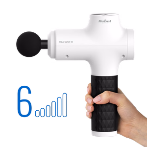 REBEL ACTIVE massage gun with 8 attachments, white