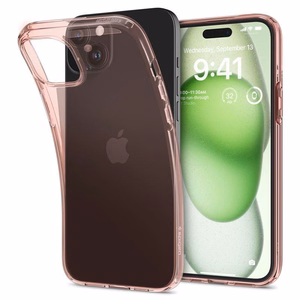 Spigen Crystal Flex Suojakuori iPhone 15 Plus:lle - Vaaleanpunainen/Läpinäkyvä