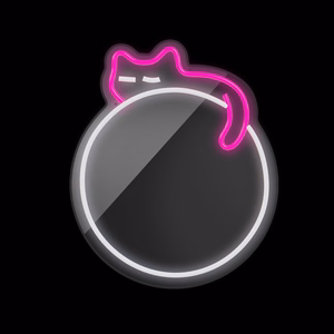Neon MIRROR LED SLEEPING CAT valkoinen vaaleanpunainen FMNE03 Forever Light