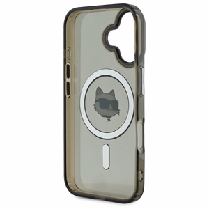 Karl Lagerfeld IML Metal Choupette Head MagSafe iPhone 16 Plus Suojakuori - Musta
