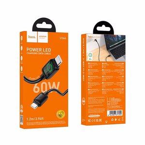 Hoco U146 Kaapeli LCD-näytöllä USB-C – USB-C 3A 60W 1.2m musta
