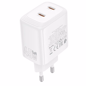 Borofone Wall charger BN31 Cargador GaN - 2xType C - QC 3.0 PD 45W white