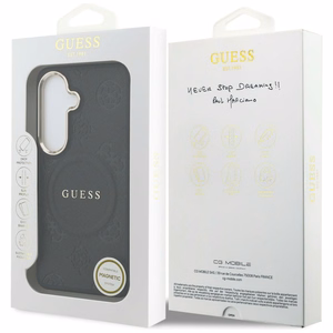 Guess Suojakuori Saffiano Peony Embossed Ring MagSafe Samsung Galaxy S26:lle musta