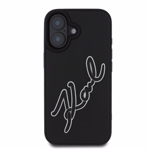 Karl Lagerfeld 3D Rubber Signature Suojakuori iPhone 16:lle - Musta