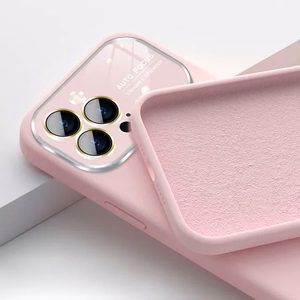 Pehmeä silikonisuojakuori linssillä iPhone 13 Pro:lle - vaaleanpunainen