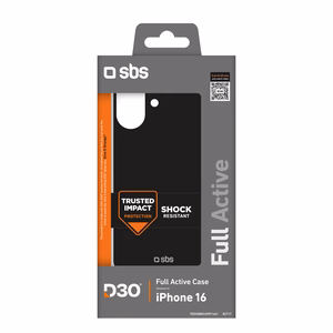 SBS Full Active D3O Suojakuori iPhone 16:lle - musta