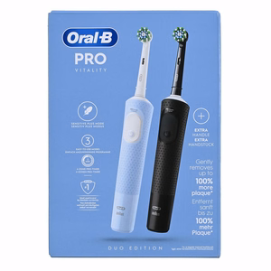Oral-B Vitality Pro Duo aikuisille pyörivä-värähtelevä hammasharja musta, sininen, valkoinen