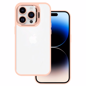 Tel Protect Kickstand Suojakuori + kameran lasi (linssi) iPhone 15 Prolle vaaleanpunainen