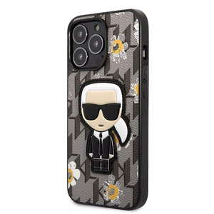 Karl Lagerfeld Flower Ikonik Karl suojakuori iPhone 13 Pro:lle / iPhone 13:lle - harmaa