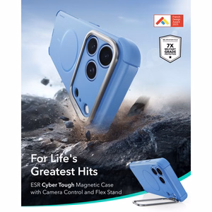 ESR Cyber Tough Kickstand MagSafe suojakuori malleille iPhone 18 Pro Max / 17 Pro Max, vaaleansininen